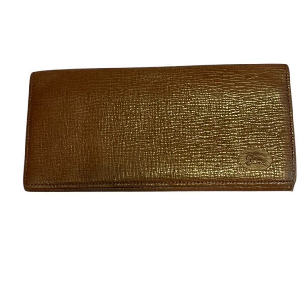 Burberry Light Brown Bifold Long Leather wallet with a textured finish Vintage